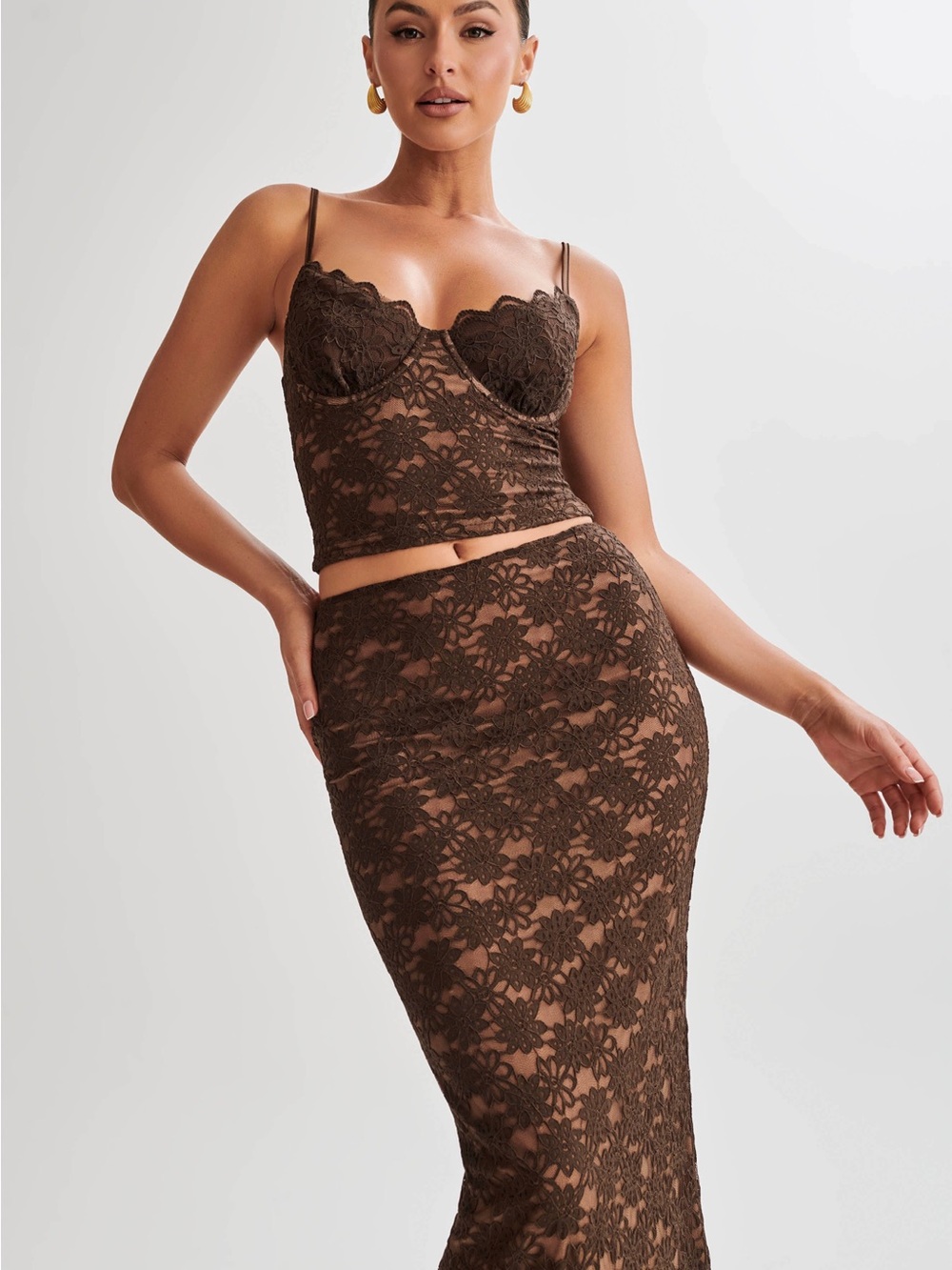 Brown Lace Meshki Set